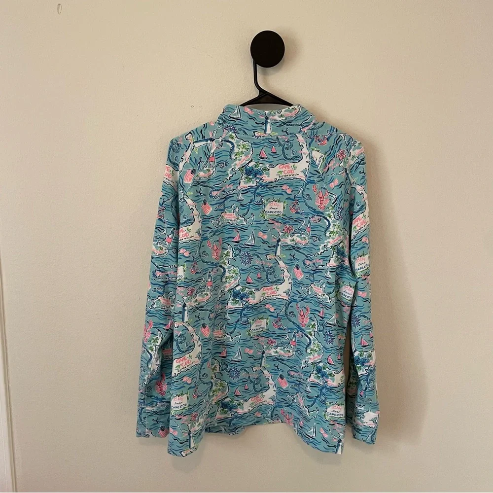 Lilly Pulitzer Skipper Popover XXL UPF 50+ Bali Blue Cape Cod Print - Picture 10 of 15